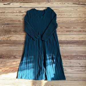 Eileen Fisher Teal Ribbed Midi Dress